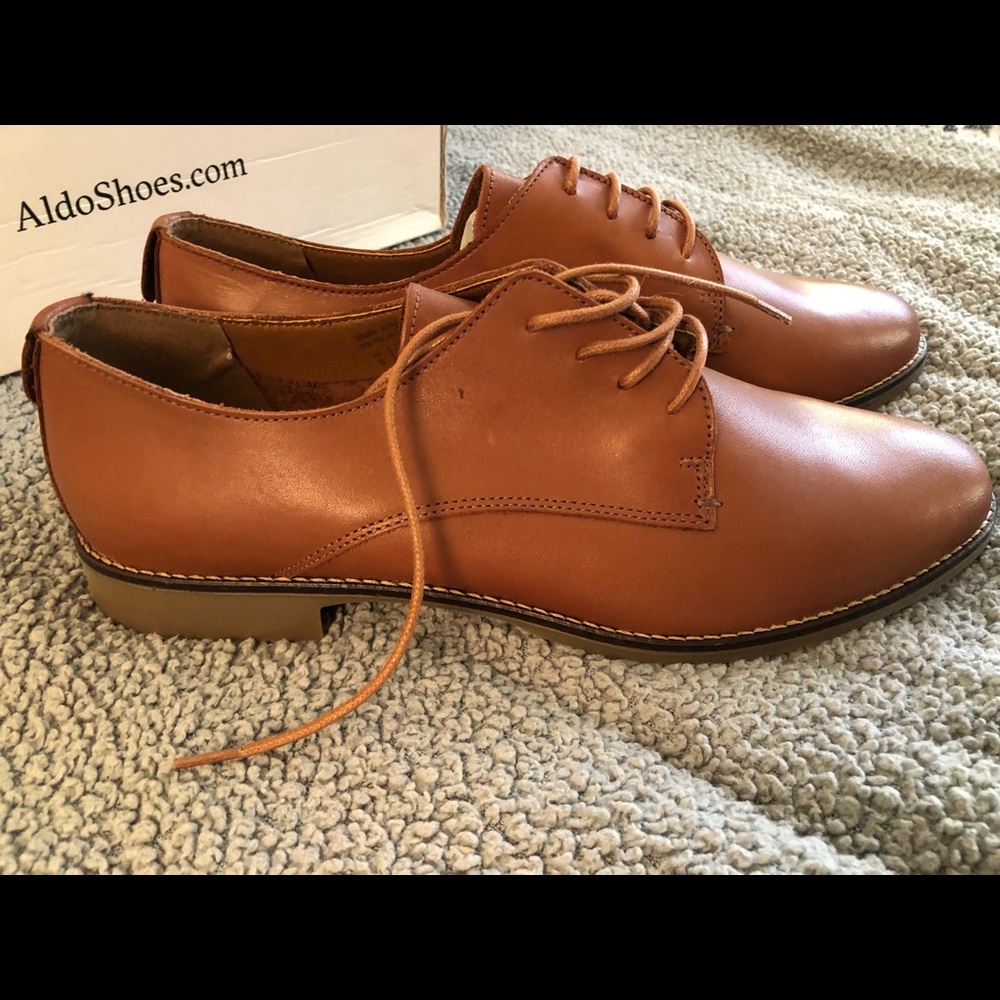 Aldo Maedagua Laceup Brown Leather Oxfords Loafers - Size 9